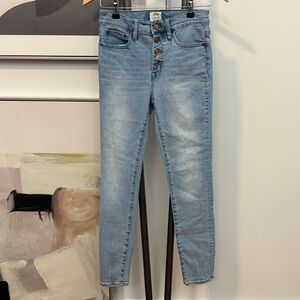J. Crew Toothpick Lightwash Jeans High Rise Button Fly 26